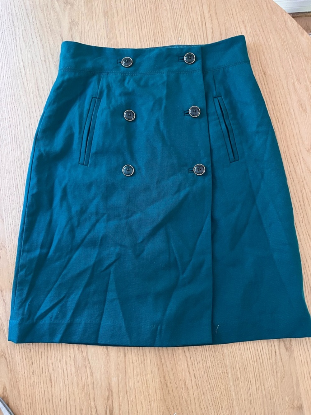 Banana Republic Teal Double-Breasted Pencil Skirt